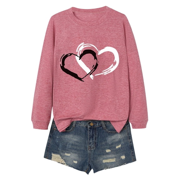 Womens Valentine'S Day Tops Blouses Base Layer Ideal for Everyday Wear Round Neck Long Sleeve Petite Tops for Women,Brick Red,M