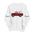 thumbnail image 1 of Womens Valentine Sweatshirt Oversized Love Truck Graphic with Buffalo Plaid Hearts Soft Fleece Pullover Romantic Gift White,Size XL, 1 of 6