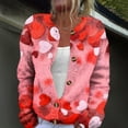 thumbnail image 1 of Womens Valentine's Day Cardigan Sweaters Heart Pattern Y2K Button Open Front Cardigans Knitted Valentine's Day Outerwear, 1 of 6
