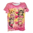 thumbnail image 1 of Womens Valentine's Day Cat Lover T-Shirt, Cute Kitten & Hearts Graphic Tee All Over Print, Soft Stretch Casual Shirt, Sizes S-5XL,Size XL, 1 of 6