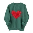 thumbnail image 1 of Womens Valentine's Day Heart Graphic Sweatshirt Oversized Comfy Pullover Green Crewneck with Sparkle,Size L, 1 of 6