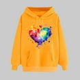 thumbnail image 1 of Womens Valentine's Day Hooded Casual Classic Fit Long Sleeve Pullover Cute Heart Print Comfortable Hooded Sweatshirt Yellow S, 1 of 5