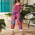 thumbnail image 1 of Womens Valentine's Day Overalls Casual Pink Heart Pattern Wide Leg Pants Valentine Adjustable Straps Overalls, 1 of 5