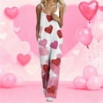thumbnail image 1 of Womens Valentine's Day Overalls Wide Leg Sleeveless Casual Heart Graphic Rompers Valentine Adjustable Straps Overalls Pants, 1 of 3