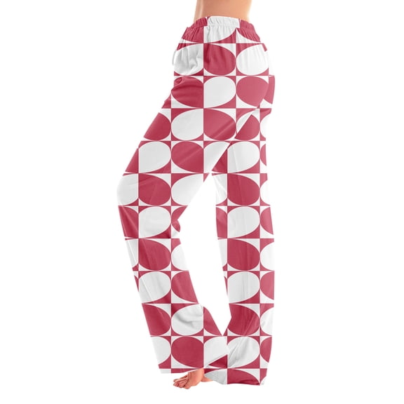 Womens Valentine's Day Pajama Pants Elastic Waist Drawstring Lounge Pj Pants Heart Graphic Print Soft Cozy Sleep Trousers