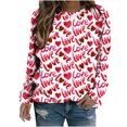thumbnail image 1 of Womens Valentine's Day Printing Shirt Long Sleeve Crew Neck Sweater Sequin Love Heart Print Sweatshirts Valentines Graphic Blouse (Red 2XL), 1 of 5