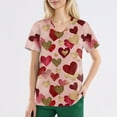 thumbnail image 1 of Womens Valentine's Day Scrub Tops Short Sleeve V Neck Scrub Top Love Heart Printed Shirts Valentine's Day Scrubs Tops Working Nurse Uniforms with Pockets, 1 of 4