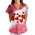 thumbnail image 1 of Womens Valentine's Day Scrub Tops V Neck Cute Heart Printed Scrub Tops Valentine's Day Caregiver T Shirts, 1 of 3