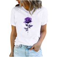 thumbnail image 1 of Womens Valentine's Day Shirts Rose Print Basic Tees Girl Friend Gift Tshirts Cute Short Sleeve Tops, 1 of 5