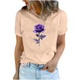 thumbnail image 1 of Womens Valentine's Day Shirts Rose Print Basic Tees Girl Friend Gift Tshirts Cute Short Sleeve Tops, 1 of 5