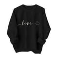 thumbnail image 1 of Womens Valentine's Day Sweatshirt Black - Oversized Crewneck with Embroidered Love Heart Design, Soft Fleece Romantic Pullover for Her,Size S, 1 of 6