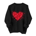 thumbnail image 1 of Womens Valentine's Day Sweatshirt Heart Graphic Oversized Comfy Pullover with Sparkle Gift Black Casual Crewneck,Size L, 1 of 6