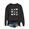 thumbnail image 1 of Womens Valentine's Day Sweatshirt Heart Print Oversized Cropped Crewneck, Soft Polyester Casual Loungewear for Galentine's Black,Size XL, 1 of 5