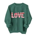 thumbnail image 1 of Womens Valentine's Day Sweatshirt Love Graphic Oversized Crewneck Casual Loungewear Shirt Green,Size S, 1 of 6