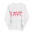 thumbnail image 1 of Womens Valentine's Day Sweatshirt Love Graphic Oversized Crewneck Cute Romantic Gift Top White,Size L, 1 of 6