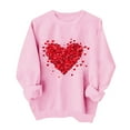 thumbnail image 1 of Womens Valentine's Day Sweatshirt Pink Heart Graphic Oversized Comfy Pullover with Sparkle Crewneck,Size XL, 1 of 6