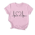 thumbnail image 1 of Womens Valentine's Day T-Shirts Cute Heart Graphic Short Sleeve Tops Casual Loose Crewneck Tee Tops, 1 of 3