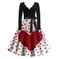 thumbnail image 1 of Womens Valentines Day Dress Fit and Flare Dress with Floral Heart Print Pattern Casual Wear Party White 3XL, 1 of 3