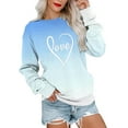 thumbnail image 1 of Womens Valentines Day Love Printing Gradient Long Sleeve Crewneck Sweater Pullover, 1 of 3