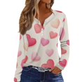 thumbnail image 1 of Womens Valentines Day Outfit Henley Long Sleeve V- Neck Lightweight Tops Valentine Casual Blouses Heart Print Button Down Tees, 1 of 5