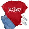 thumbnail image 1 of Womens Valentines Day Outfit Love Graphic Red Shirt Short Sleeve Round Neck Shirts Valentine T Shirts for Women Cute Spring Outfits, 1 of 8