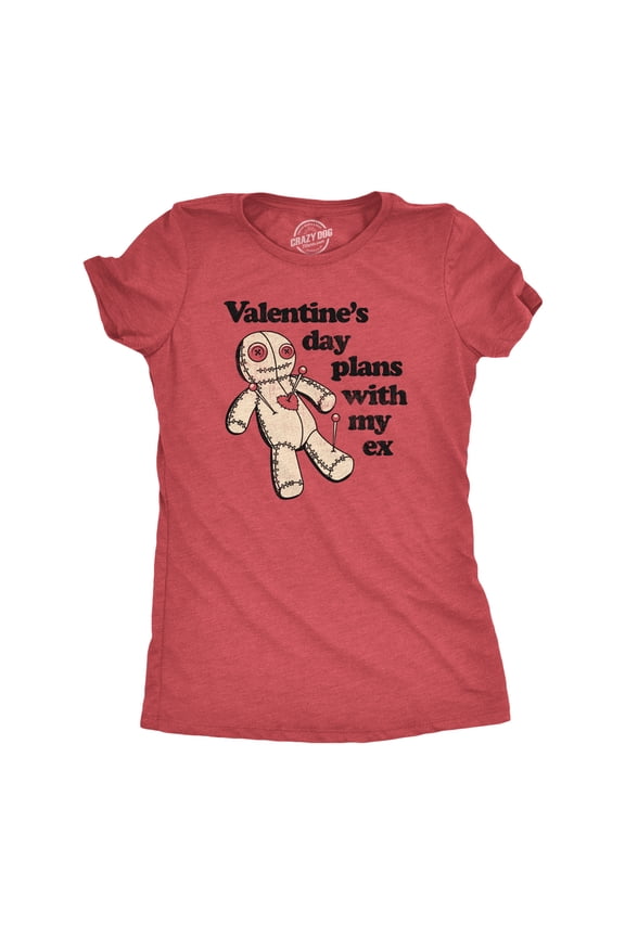 Womens Valentines Day Plans With My Ex T Shirt Funny Voodoo Doll Joke Tee for Ladies Womens Graphic Tees