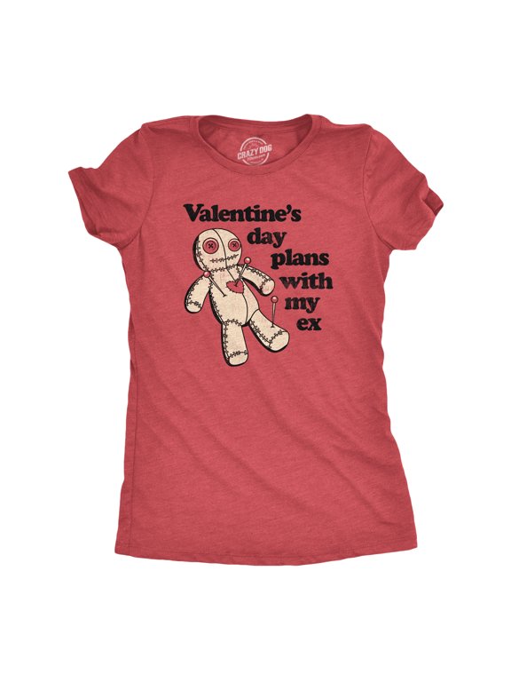 Womens Valentines Day Plans With My Ex T Shirt Funny Voodoo Doll Joke Tee for Ladies Womens Graphic Tees