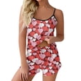 thumbnail image 1 of Womens Valentines Day Print Camisole Tank Top and Shorts Home Sleepwear Pajama Set 2 Piece Pajama Set for Women Set Womens Sleepwear Red S, 1 of 4