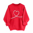 thumbnail image 1 of Womens Valentines Day Print Casual Crewneck Sweatshirt Long Sleeve Pullover Top Relaxation With Heart Design, 1 of 4