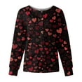 thumbnail image 1 of Womens Valentines Day Scrub Jacket Snap Front Casual Long Sleeve Holiday Scrubs Top Valentine Love Printed Medical Nurse Workwear, 1 of 3