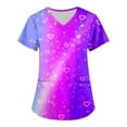 thumbnail image 1 of Womens Valentines Day Scrub Tops Casual Short Sleeve Cute Love Hearts Graphic Scrub Shirts Hoilday V Neck Scrubs Nursing Workwear Medical Nurse Uniform with Pockets Dark Purple 2XL, 1 of 3