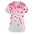 thumbnail image 1 of Womens Valentines Day Scrub Tops Hoilday Short Sleeve Cute Love Hearts Graphic Scrub Shirts Casual V Neck Scrubs Nursing Workwear Medical Nurse Uniform with Pockets Hot Pink 5XL, 1 of 5