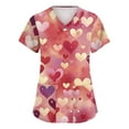 thumbnail image 1 of Womens Valentines Day Scrub Tops Plus Size Casual Short Sleeve Cute Love Hearts Graphic Scrub Shirts Hoilday V Neck Scrubs Medical Nurse Uniform Nursing Workwear with Pockets Light pink S, 1 of 5
