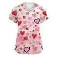 thumbnail image 1 of Womens Valentines Day Scrub Tops Plus Size Casual Short Sleeve Cute Valentine Love Printed Scrubs Hoilday V Neck Scrub Shirts Nursing Uniform Medical Nurse Workwear with Pockets Light pink 2XL, 1 of 5