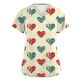 thumbnail image 1 of Womens Valentines Day Scrub Tops Plus Size Hoilday V Neck Cute Love Heart Printed Scrubs Casual Short Sleeve Scrub Shirts Nursing Workwear Medical Nurse Uniform with Pockets Beige M, 1 of 5