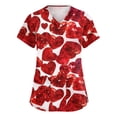 thumbnail image 1 of Womens Valentines Day Scrub Tops Plus Size Loose V Neck Cute Love Hearts Graphic Scrubs Casual Short Sleeve Scrub Shirts Medical Nurse Uniform Nursing Workwear with Pockets Wine M, 1 of 5