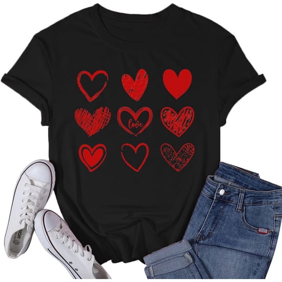 Womens Valentines Day Shirt Love Hearts Gifts T-shirt