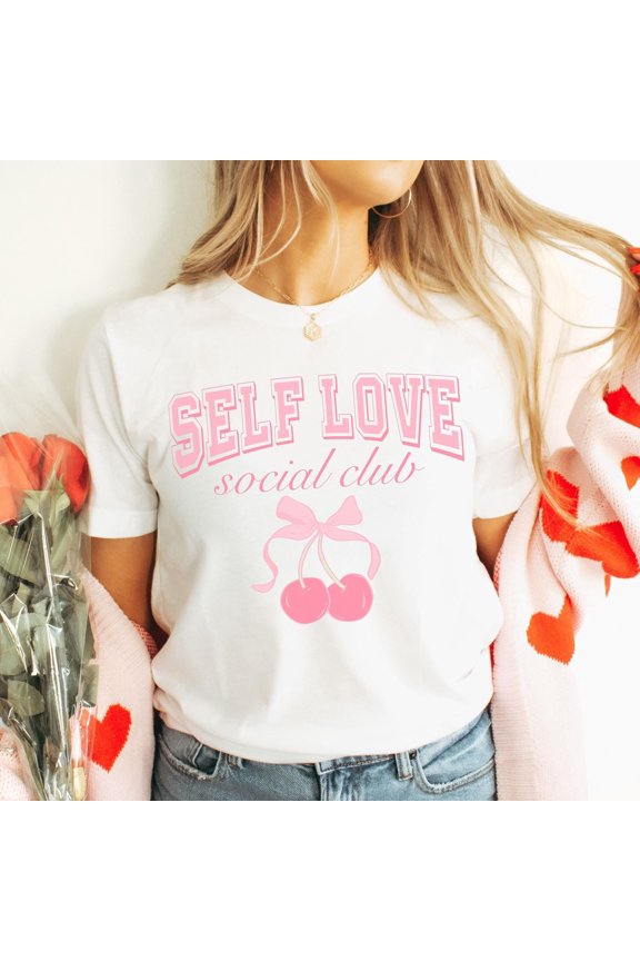 Womens Valentines Day Shirts Valentines Coquette Bow Shirt Self Love Social Club Trendy Va