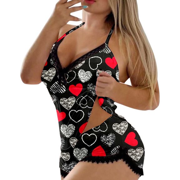 Womens Valentines Day Sleeveless Camisole and Shorts Sleepwear Set 2 Piece Pajama Set for Women Pajama Set Womens Pajamas Pink L