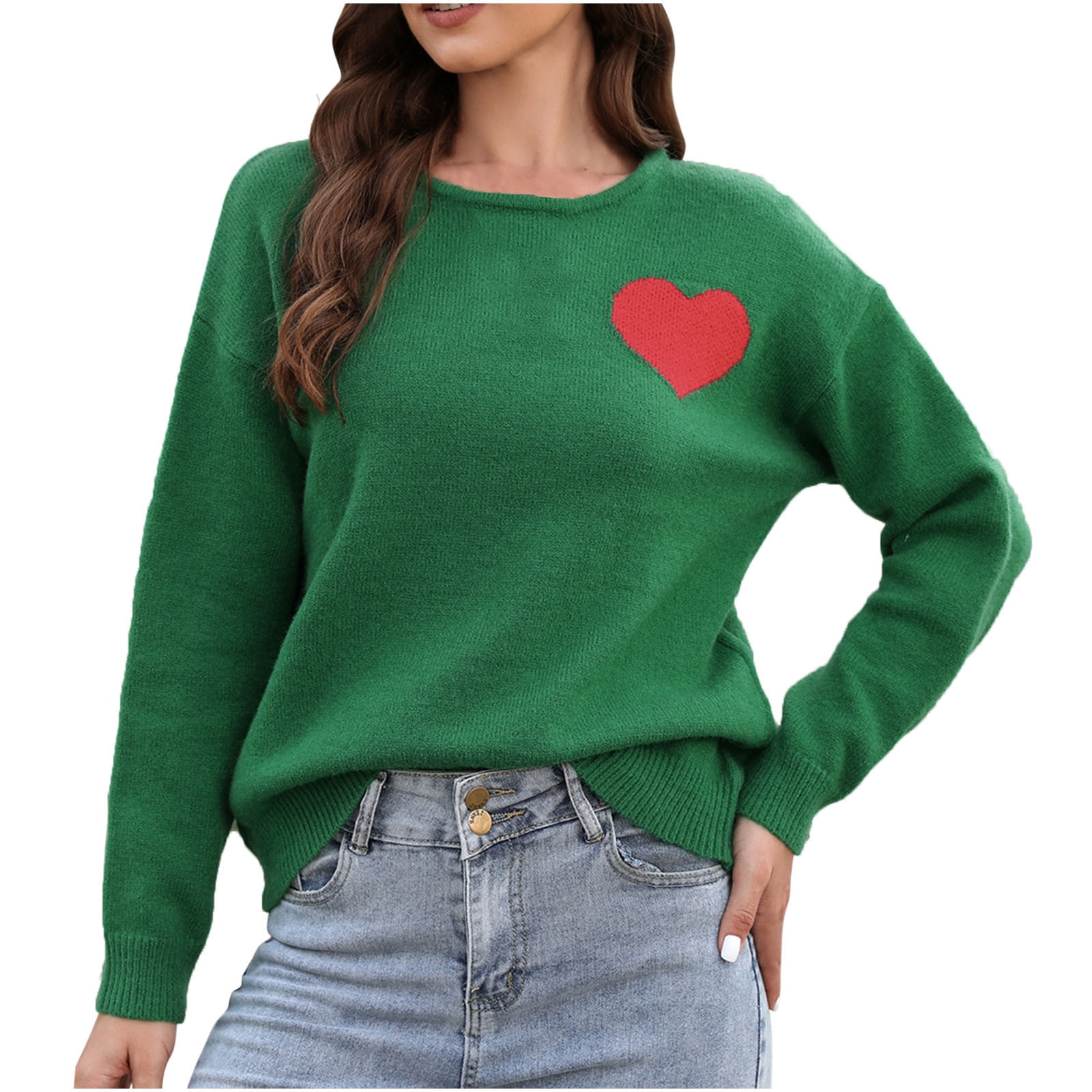 Fuzzy Hearts Knit Sweater in Pink