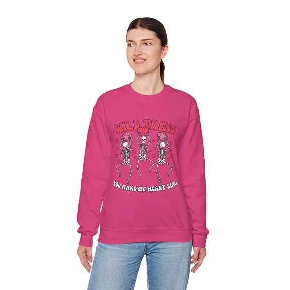 Womens Valentines Day Sweatshirt, Valentine Wild Thing Skeleton Sweatshirt