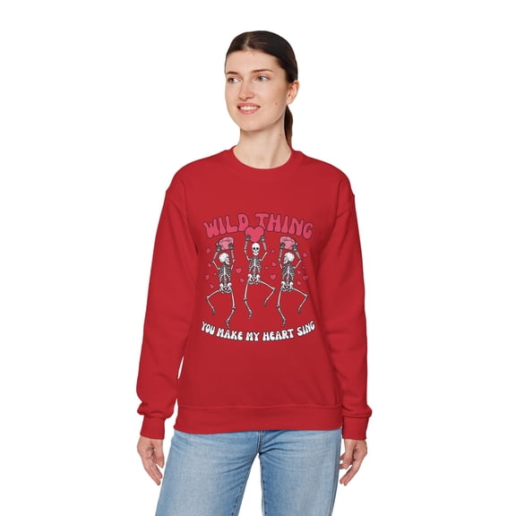 Womens Valentines Day Sweatshirt, Valentine Wild Thing Skeleton Sweatshirt