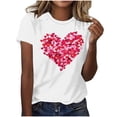thumbnail image 1 of Womens Valentines Day T Shirts Short Sleeve Love Heart Printed Tshirts Plus Size Crew Neck Basic Tees (L, White 11), 1 of 4
