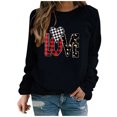 thumbnail image 1 of Womens Valentines Day Tops Leopard Buffalo Plaid Heart Graphic Sweatshirts Crewneck Pullover Tops, 1 of 8