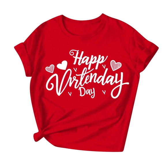 Womens Valentines Day Tshirt Cute Love Heart Graphic Tees Short Sleeve Casual Romantic Valentine Tee Tops, M Red