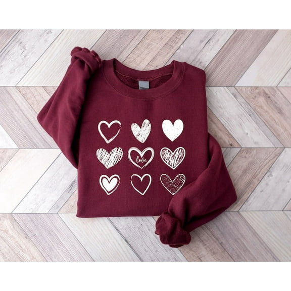 Womens Valentines Hearts Sweatshirt, Cute Valentine Sweatshirt, Teacher Valentine Sweatshirt, Love Sweatshirt, Valentines Day Shirt