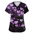 thumbnail image 1 of Womens Valentines Scrub Tops Plus Size Loose Short Sleeve Cute Love Heart Printed Scrub Shirts Casual V Neck Scrubs Nursing Workwear Medical Nurse Uniform with Pockets Purple 4XL, 1 of 5