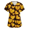 thumbnail image 1 of Womens Valentines Scrub Tops Plus Size Loose V Neck Cute Love Hearts Graphic Scrubs Hoilday Short Sleeve Scrub Shirts Medical Nurse Uniform Nursing Workwear with Pockets Yellow L, 1 of 5