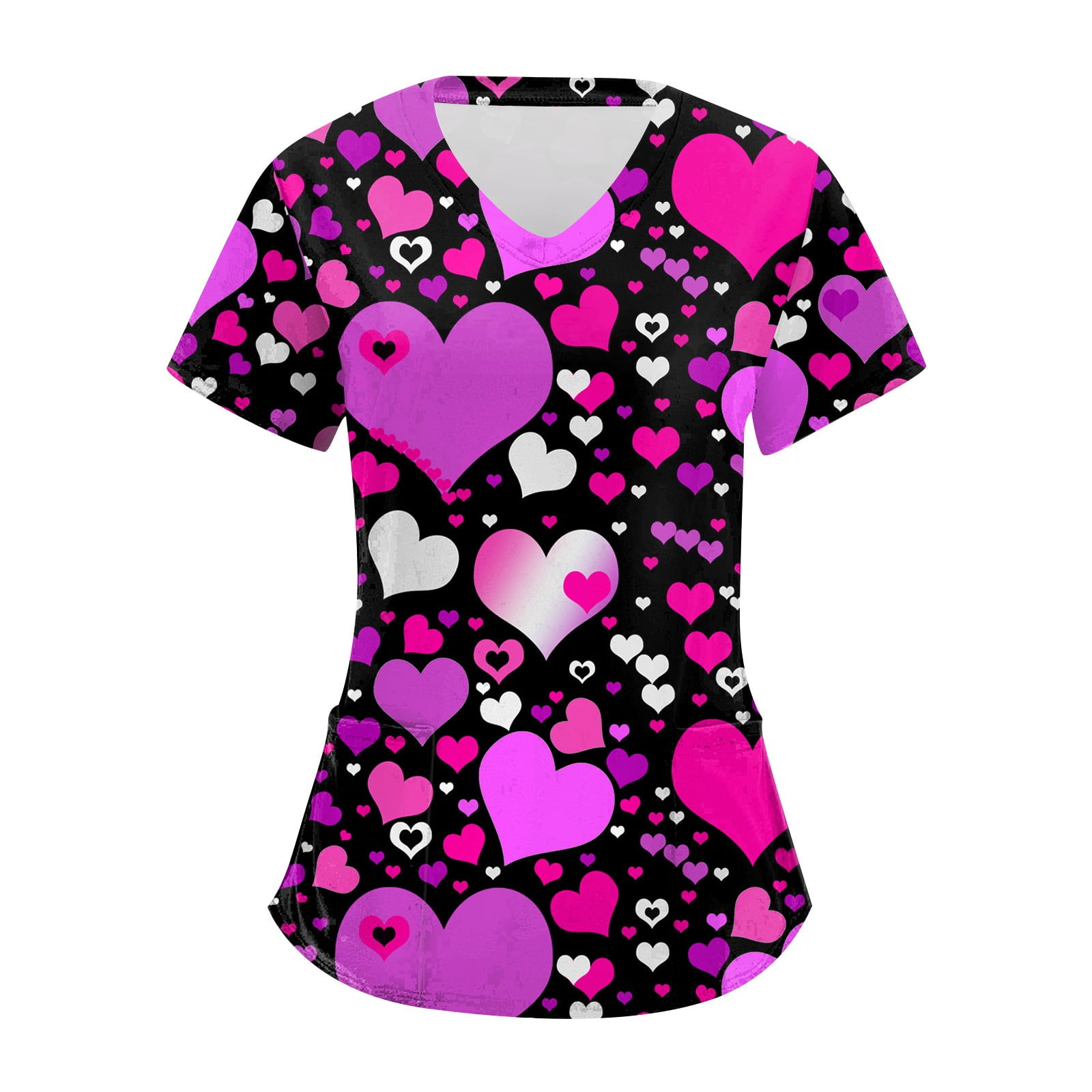 Womens Valentines Scrub Tops Ydkzymd Love with Pockets Nursing Scrubs ...