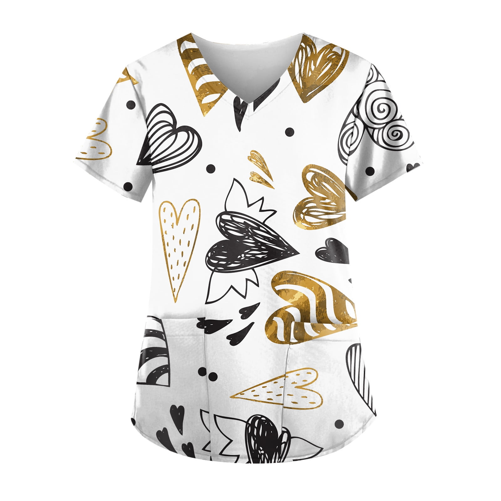 Womens Valentines Scrub Tops Ydkzymd Love Short Womens Scrub T Shirts